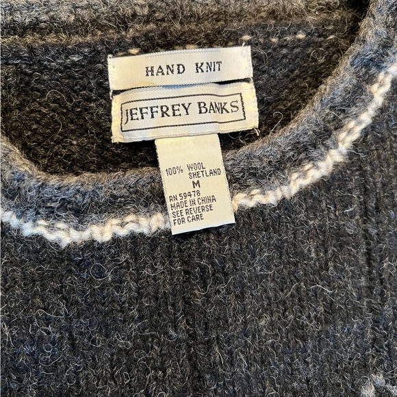 JEFFREY BANKS – 100% Wool Hand Knit (Menswear) Sweater as Women’s SKI Sweater - Picture 11 of 14